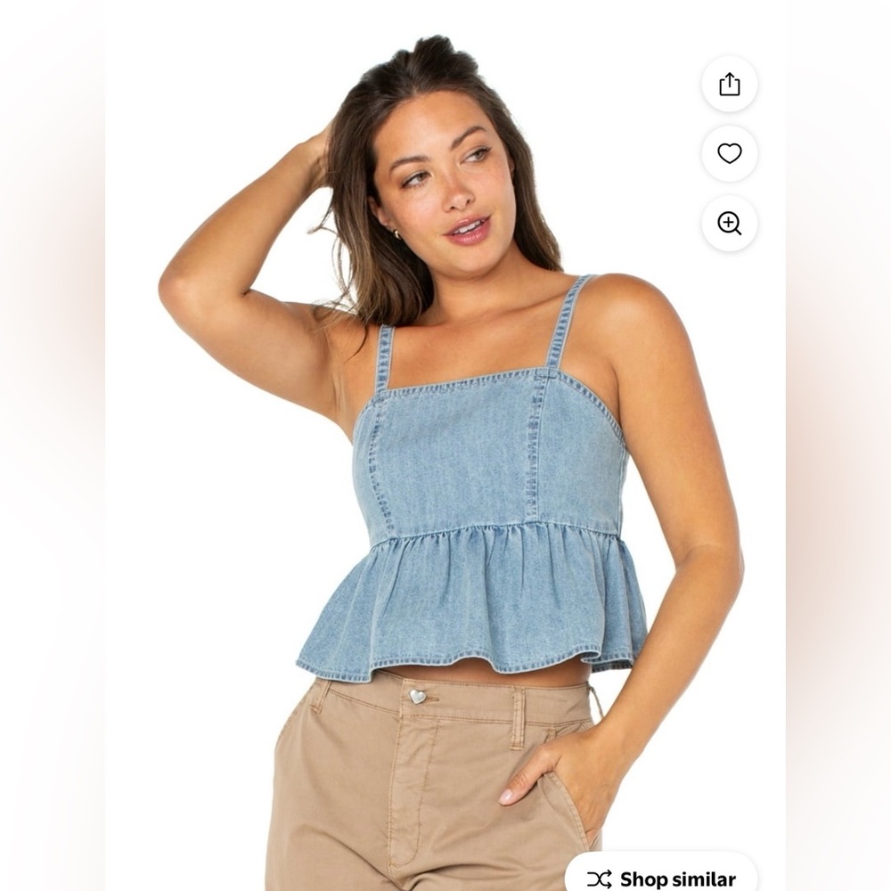 Women peplum top size XL Light Wash Denim Top